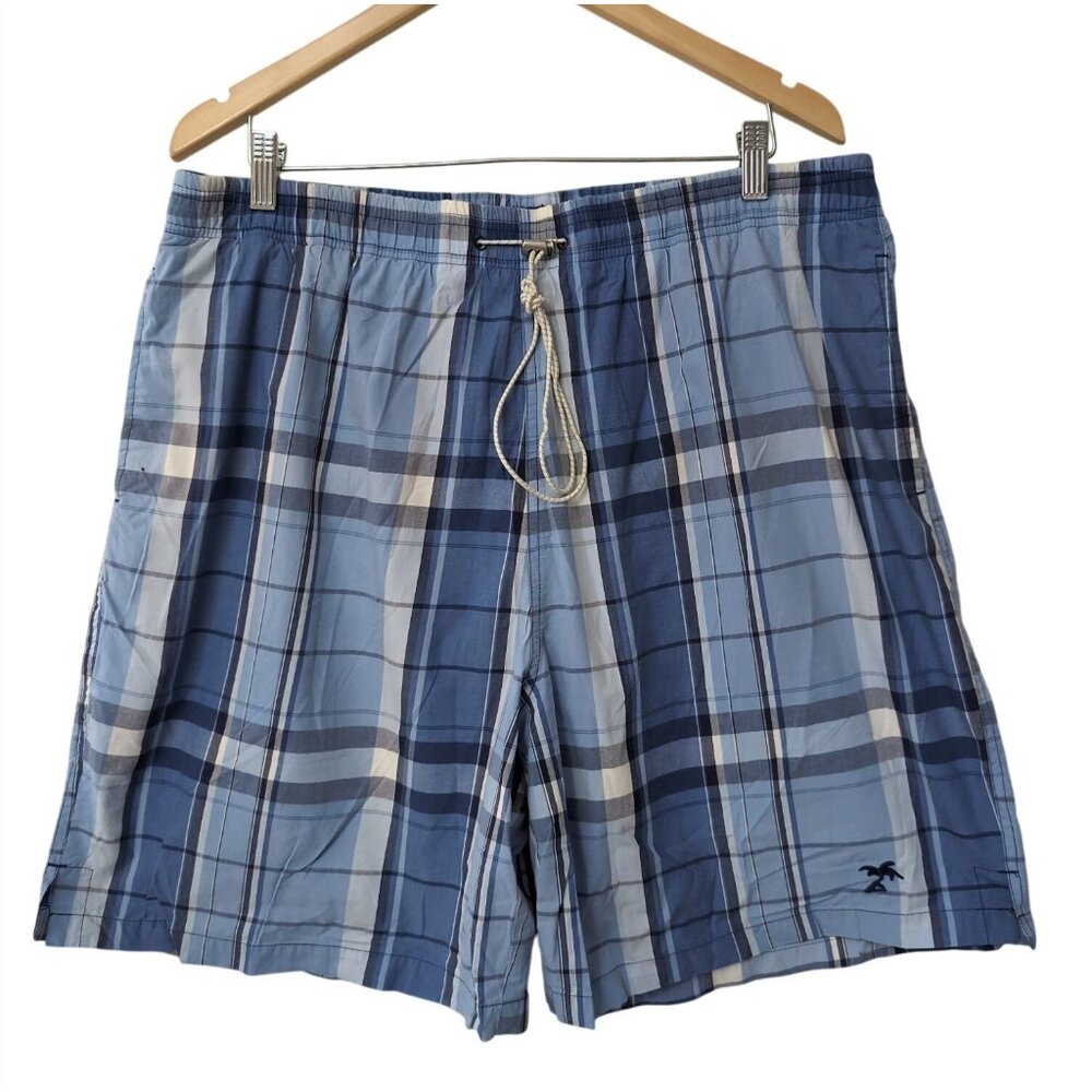 Jos A Bank Swim Shorts Trunks Mens XL Blue Plaid Lined‎ Beach Pool Vacation
